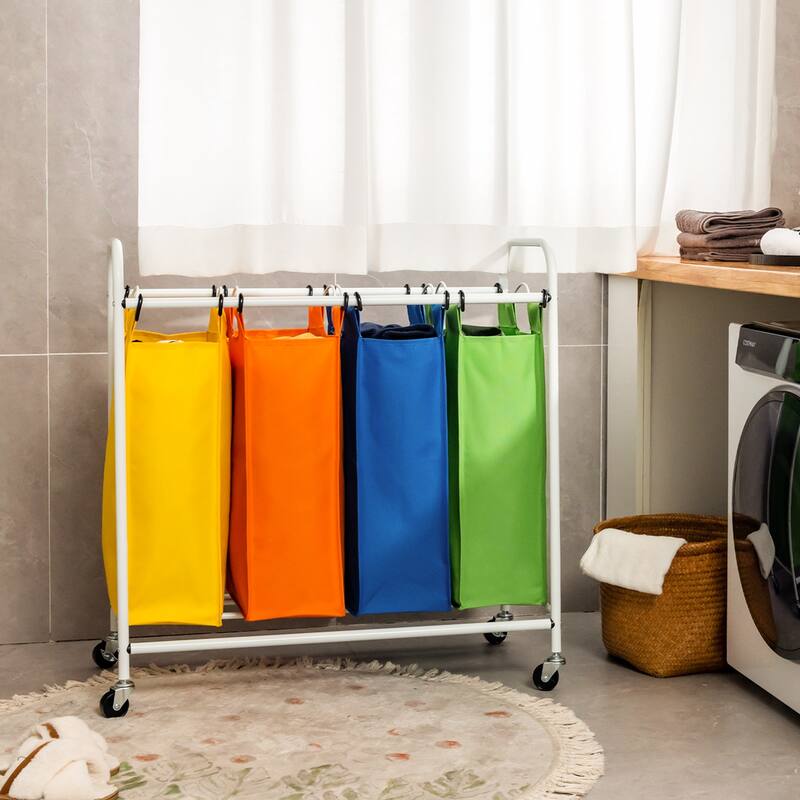 Costway 4 Bag Laundry Sorter Cart Clothes Hamper Storage Organizer - See Details