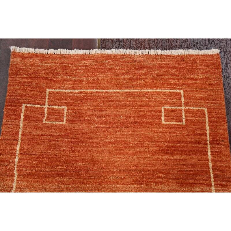 Bordered Gabbeh Kashkoli Oriental Runner Rug Hand-knotted Wool Carpet - 2'5" x 8'5"