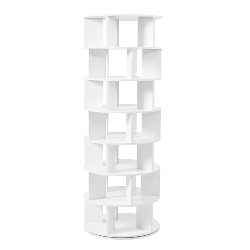 23.6''Rotating Shoe Rack Tower,7-Tier Spinning Shoe Shelf,5 Grids Per Layer,Display Rack,360°Revolving Shoe Carousel Organizer
