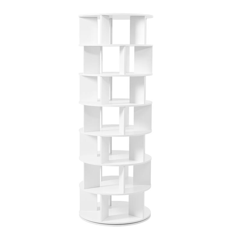 Roomfitters 7-Tier Rotating Shoe Rack Tower, 360° Revolving Shoe Organizer with 35 Compartments for Living Room