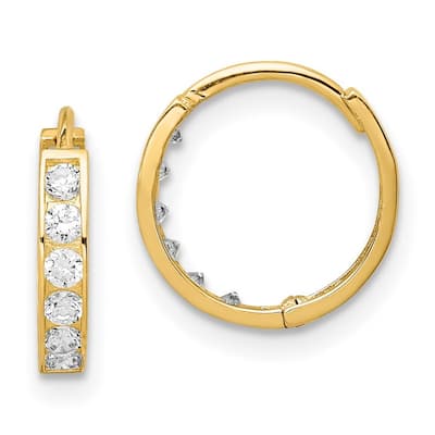 Curata 14k CZ Cubic Zirconia Hinged Hoop Earrings - 10.8x11mm Wide