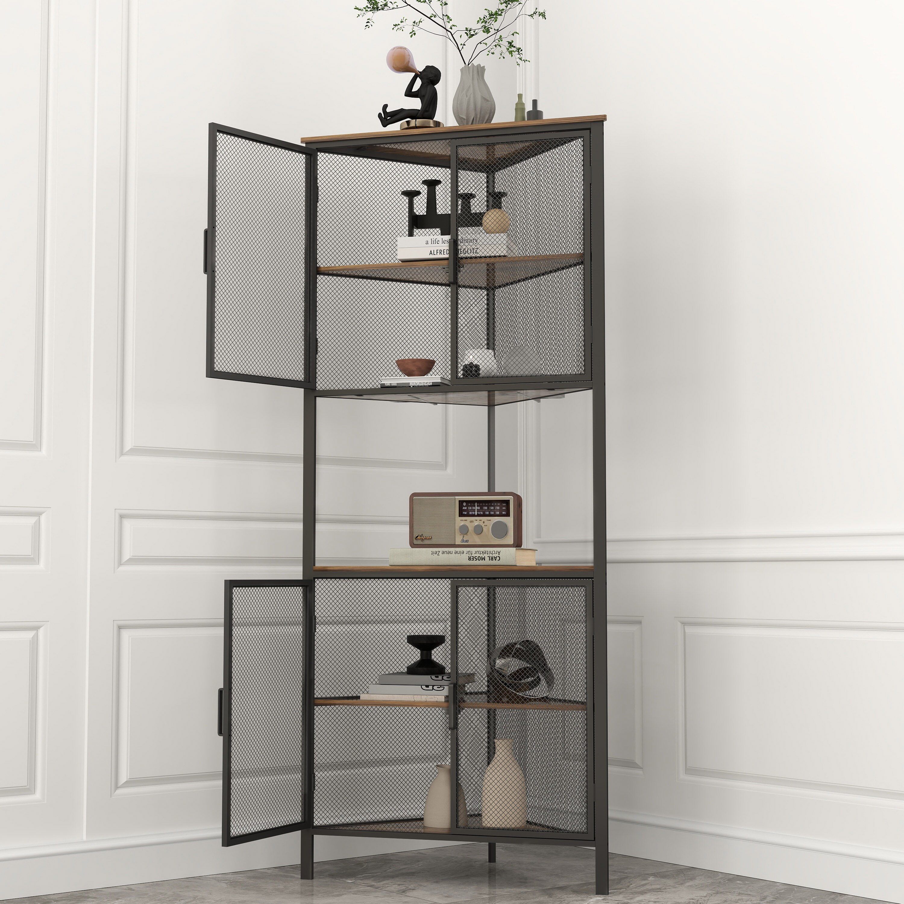 Silver corner bookshelf sale