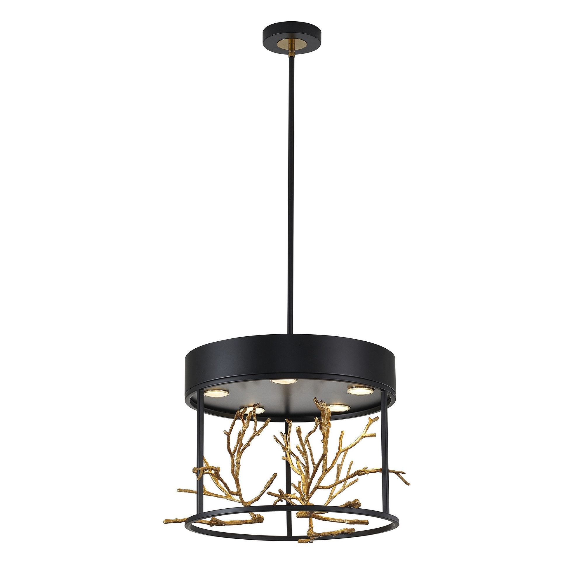 Contemporary 5-Light Matte Black Gold Branch Pendant