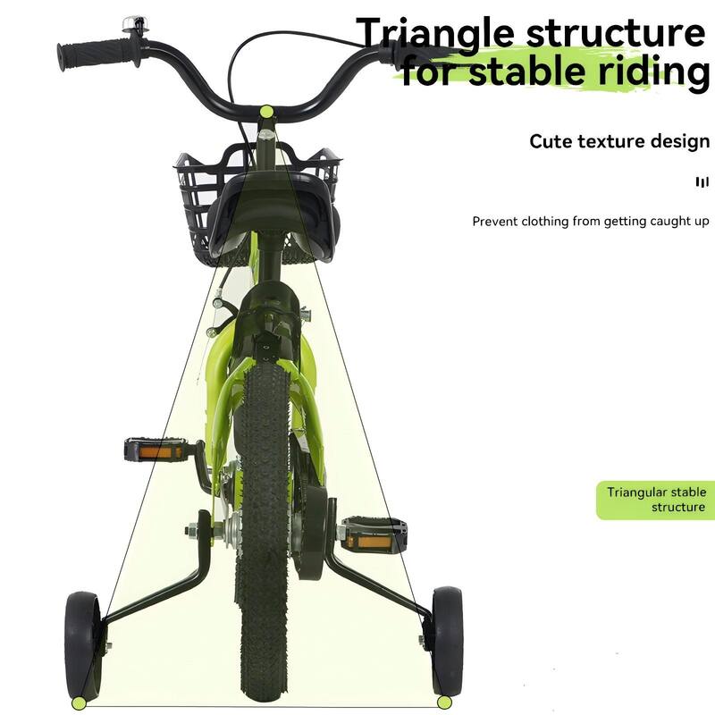 16 Inch Kids Bike with Adjustable Saddle, Dual Brakes and Training Wheels Steel Frame Bicycle for Ages 4-7