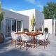 preview thumbnail 1 of 11, Amazonia Medford 9-Piece Eucalyptus Wood Patio Dining set White Chairs and Wood Legs