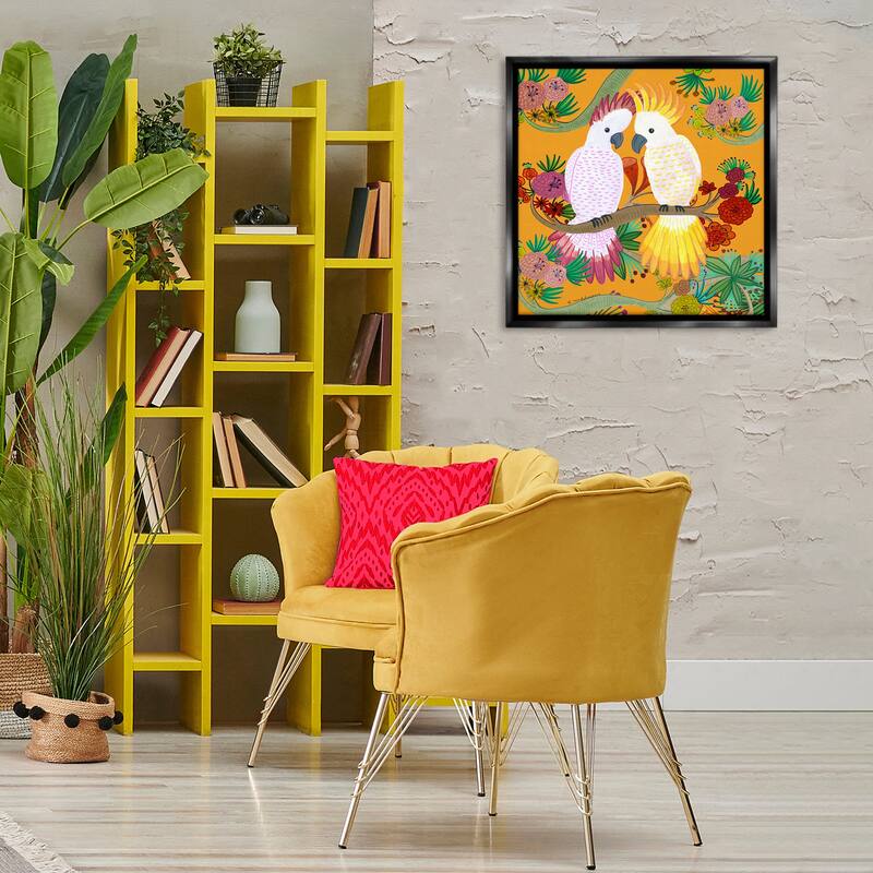 Stupell Bright Cockatoos & Foliage Framed Floater Canvas Wall Art Design By Kay Widdowson