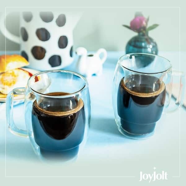 JoyJolt Cadus Double Wall Insulated Mugs, 16 OZ Set Of Two Latte Glasses -  Bed Bath & Beyond - 26032656