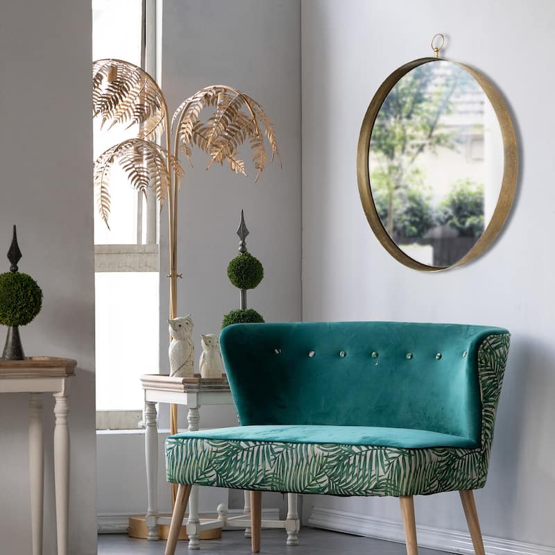 Golden Round Iron Frame Wall Mirror
