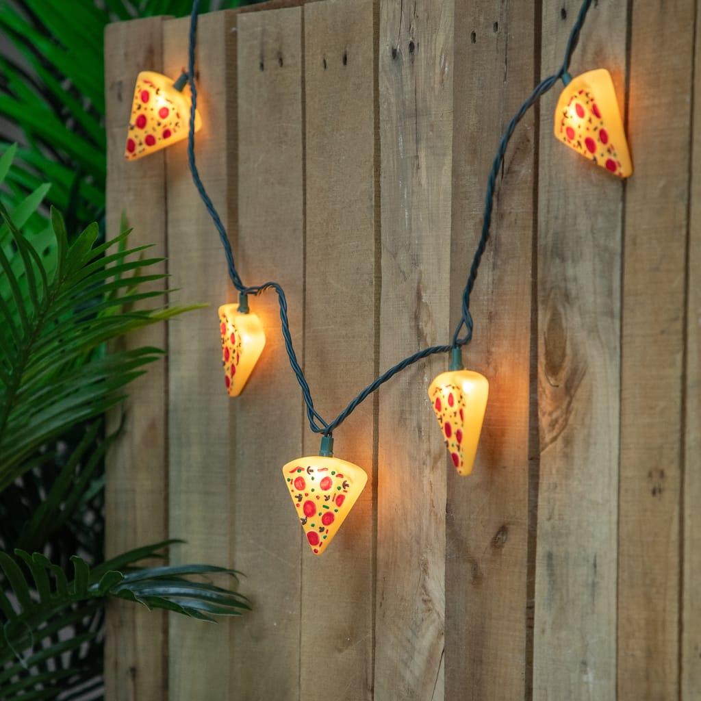 Pepperoni Pizza Indoor Outdoor Patio Light Set - 6' - Green Wire - 10ct - 102"