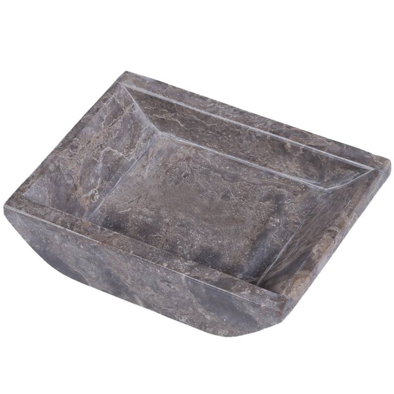Creative Home Charcoal Marble 5-1/8" x 4-1/4" Boat Shaped Candle Holder Plate