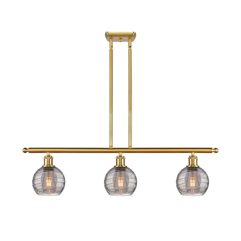 Innovations Lighting 516-3I 9 36 Athens Deco Swirl Chandelier Athens - Satin Gold / Light Smoke Deco Swirl