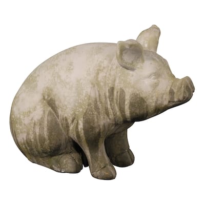 A&B Home Wilbur White and Gray Sitting Pig Accent