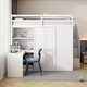 preview thumbnail 4 of 30, Full Size Bunk Bed with Wardrobe,Desk and Shelves