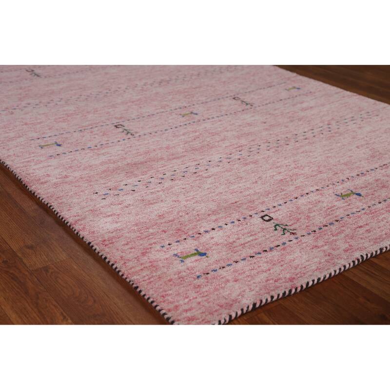 Animals Pink Gabbeh Indian Rug Handmade Wool Carpet - 4'0" x 5'8" - 4'0" x 5'8" - Pink