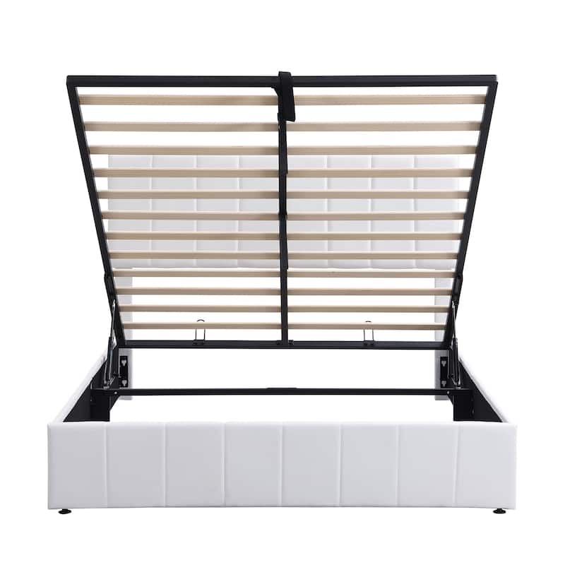 GDFStudio Upholstered Platform Bed with a Hydraulic Storage System