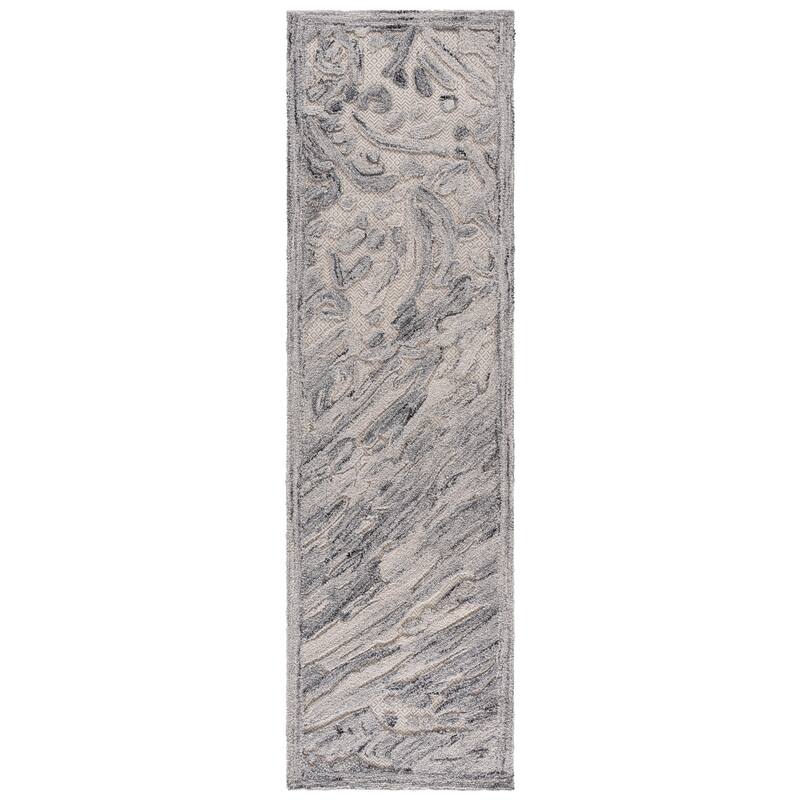 SAFAVIEH Handmade Trace Sasha Modern & Contemporary Wool Rug - 2'3" x 8' Runner - Grey/Ivory