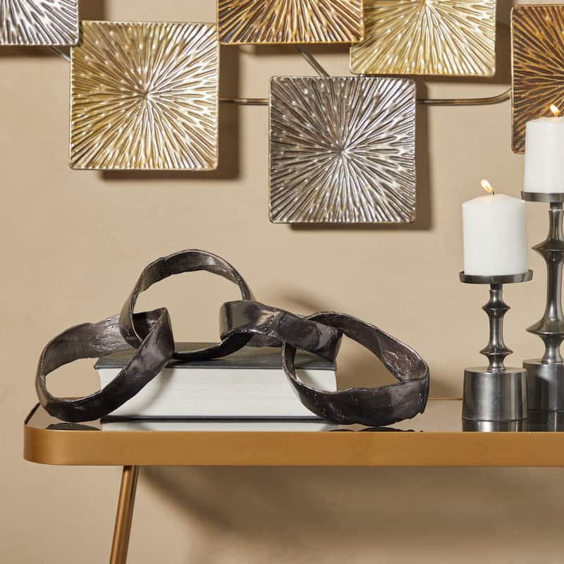 Aluminum Metal Chain Sculpture - Black, Gold, Silver