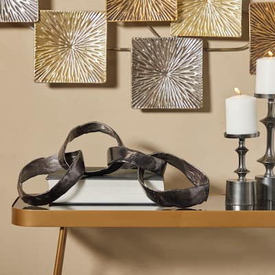 Aluminum Metal Chain Sculpture - Black, Gold, Silver