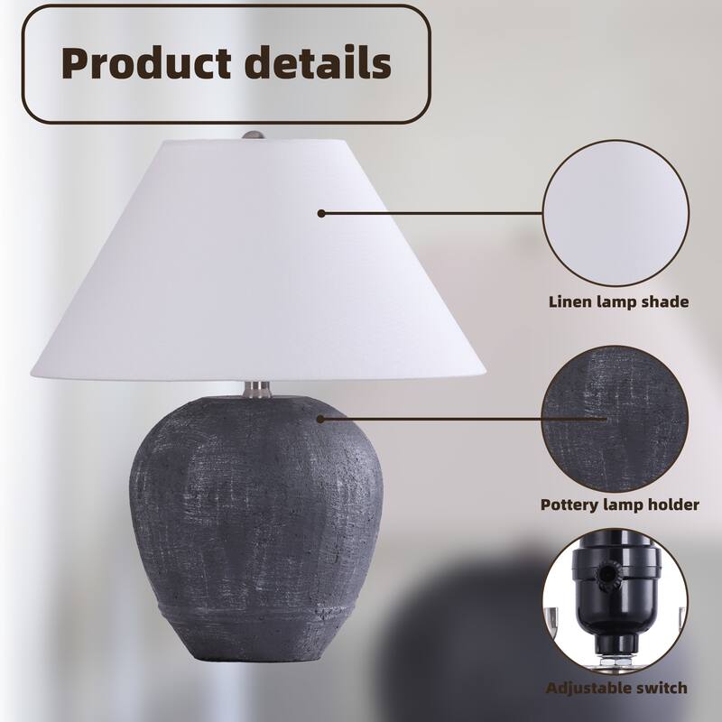 Modern Ceramic Table Lamp with Cone Linen Shade
