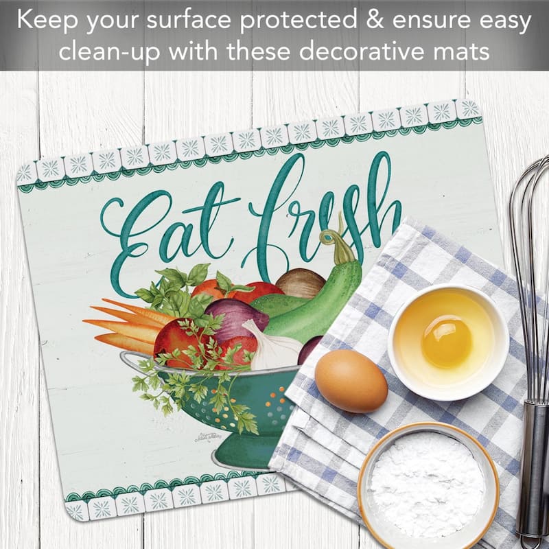Eat Fresh Flexible Plastic Cutting Board Mat 15" x 11.5", Made in the USA, Decorative, Flexible, Easy to Clean
