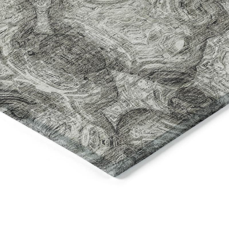 Machine Washable Indoor/ Outdoor Chantille Abstract Waves Rug