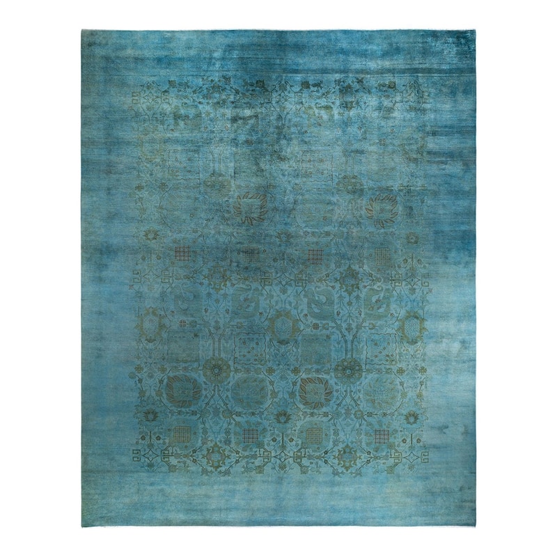 Overdyed, One-of-a-Kind Hand-Knotted Area Rug - Blueish - 12' 1" x 15' 2"