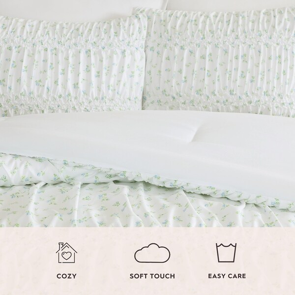 Laura Ashley Rosebuddies Reversible Blue Comforter Set - On Sale