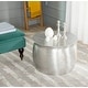 preview thumbnail 1 of 6, SAFAVIEH Aztec Silver Metal Table Stool - 24" W x 24" L x 16.8" H Silver