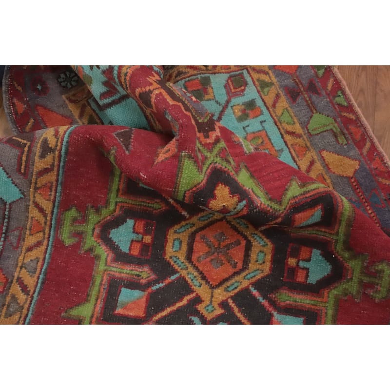 Hand Knotted Oriental 100% Wool Carpet Traditional Geometric Red Ardebil Runner Rug - 10' 2'' X 3' 3''
