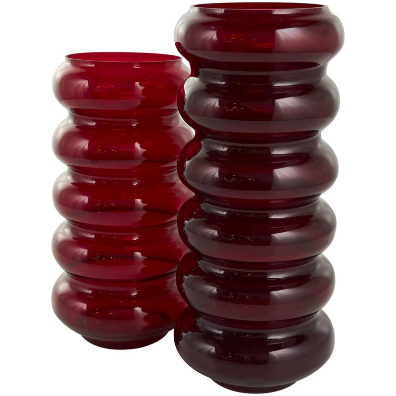 Glass Bubble Decorative Vase - Set of 2 Red - Roche River Decor