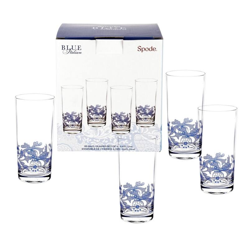 Spode Blue Italian Set of 4 Glasses - 15 oz