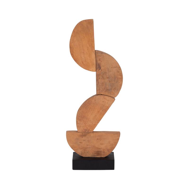 Sagebrook Home Brown Wood Half Circles Stacking Abstract Sculptures