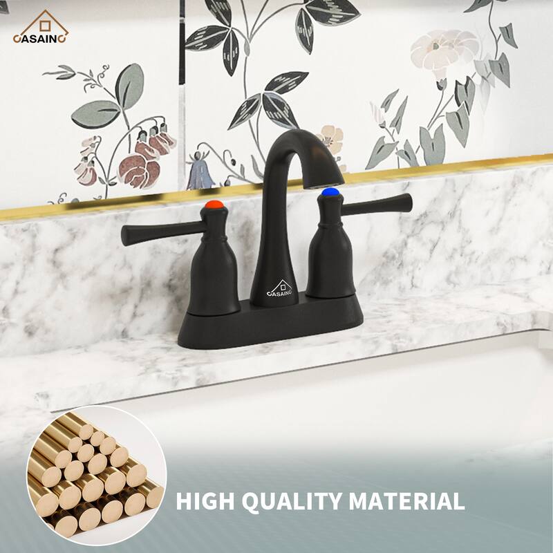 4 in. Center Set Double Handle Bathroom Sink Faucetwith Pop-up Drain