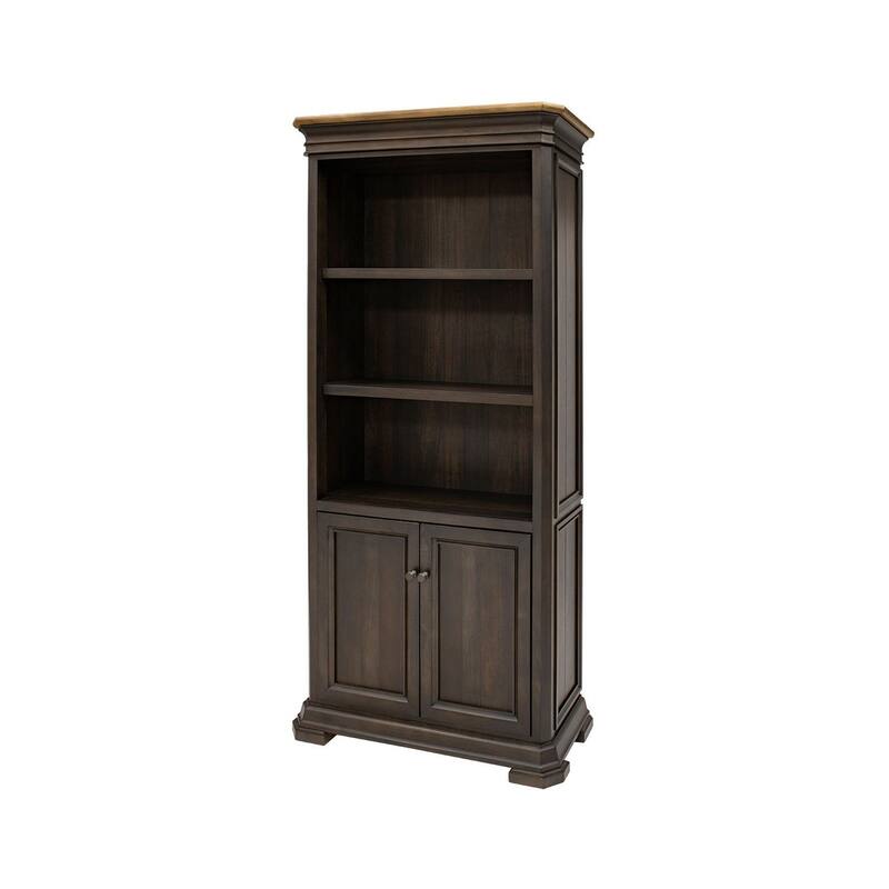 Executive Bookcase With Doors, Fully Assembled, Brown - 36"W x 78"H x 14"D
