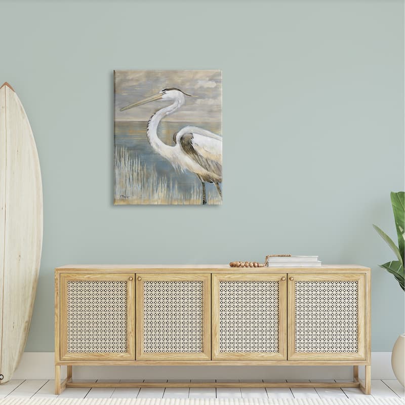Stupell Heron Bird Abstract Marshland Coast Stretched Canvas Wall Art, Design by Paul Brent