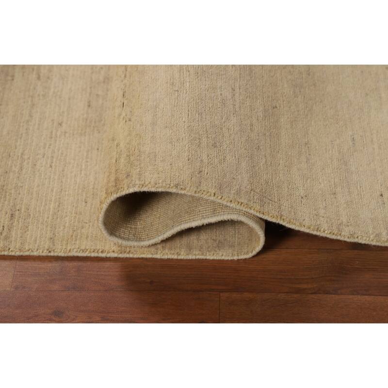 Beige Modern Gabbeh Oriental Runner Rug Handmade Wool Carpet - 2'9"x 8'1"