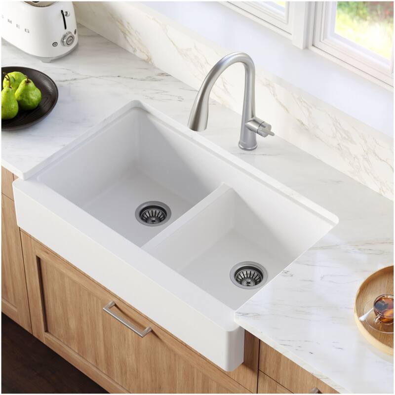 Karran USA QAR-750-PK1 Quartz QAR 34" Farmhouse Double Basin Quartz