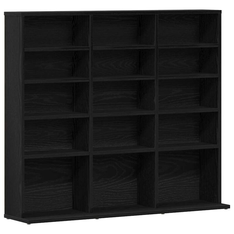 vidaXL CD Cabinet Black Oak Engineered Wood Medium CD Cabinet - 9.1 x 39.6 x 35.2 in