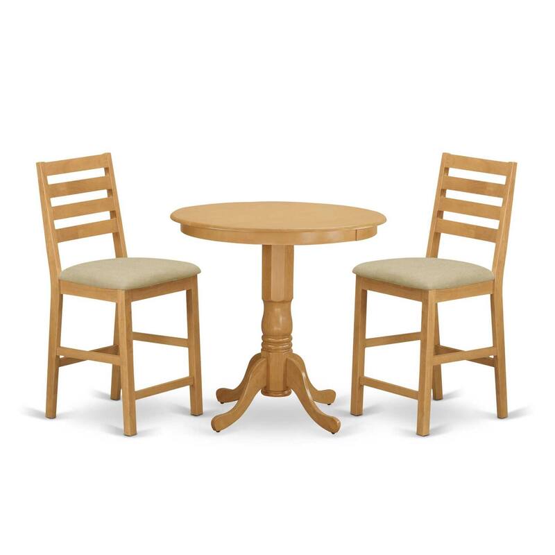 HomeStock 3-Pc Natural Oak Finish Solid Wood Top - Dining Room Set - Seats 4