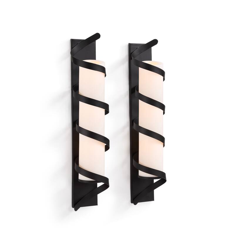 Metal Wrapped Wall Sconce Candle Holders - 23" - Black - Set of 2