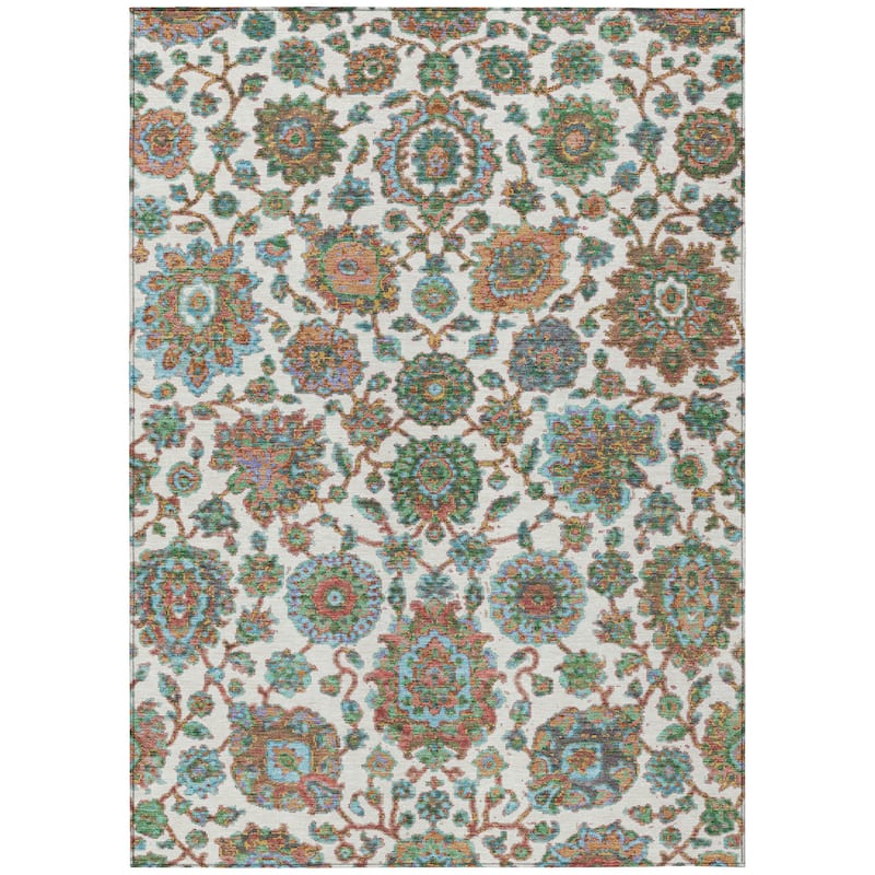 Machine Washable Indoor/Outdoor Traditional Farmhouse Chantille Rug
