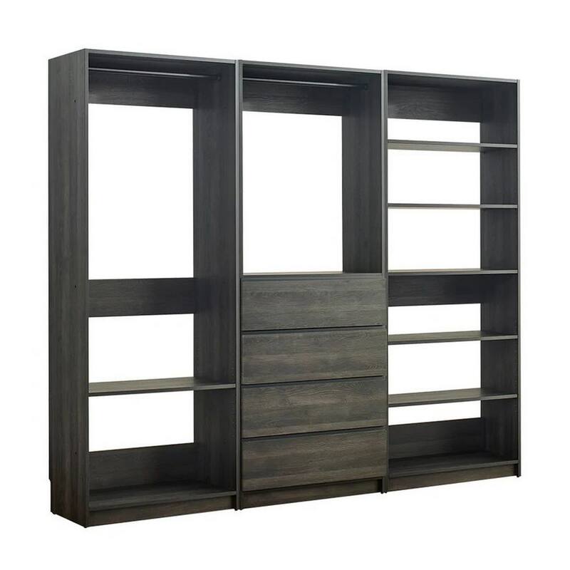 Dee Modular Freestanding Closet System, 6 Shelves, 2 Hanging Rods, Gray