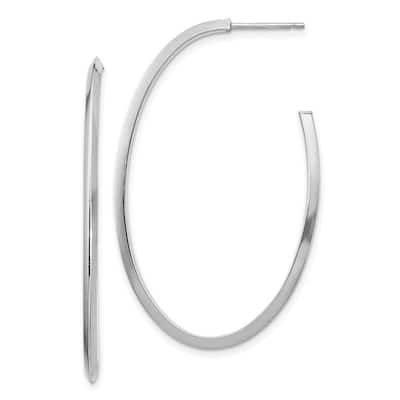 Curata 14k White Gold Polished Post Long Drop Dangle Earrings - 43.9x27.52mm