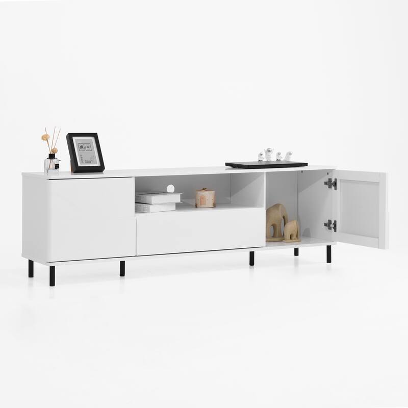 High Gloss Panel Modern TV Console, TV Stand, Entertainment Center with Storage Shelves,TV Cabinet for Living Room, Bedroom