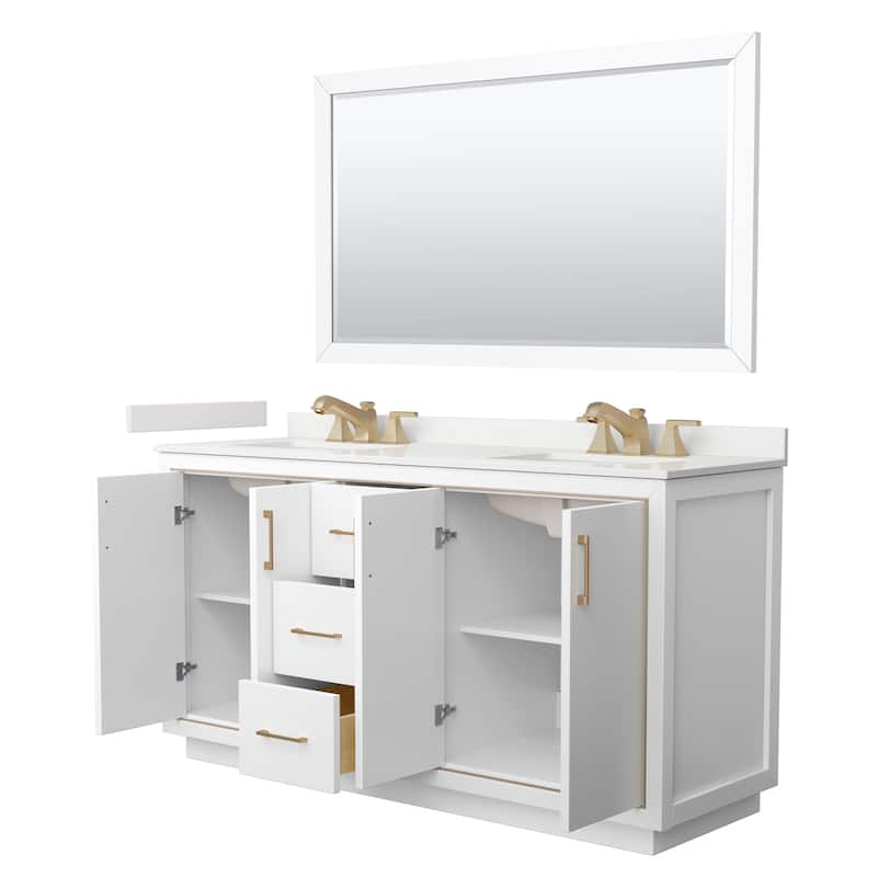 Icon 66-inch Double Vanity, Quartz Top, 58-inch Mirror