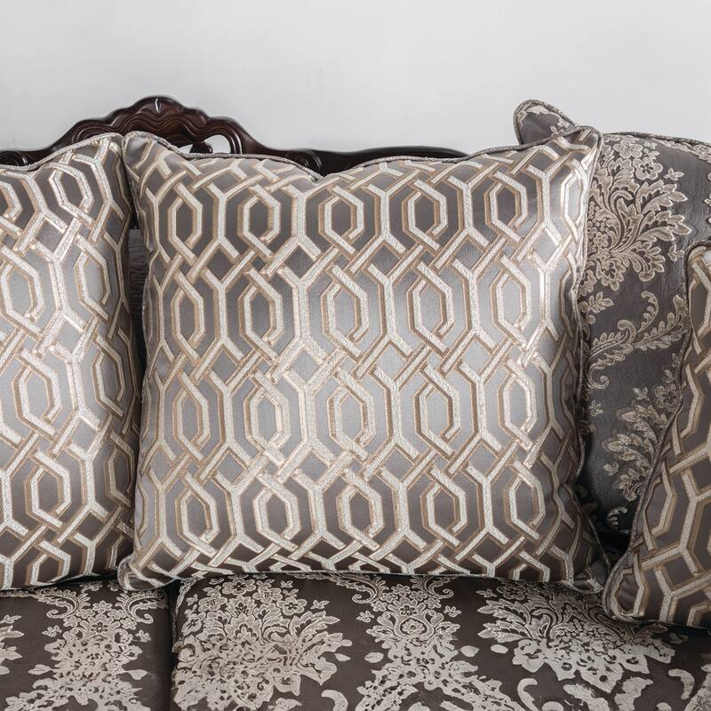 Furniture of America Naree USA Made Traditional 3-Seater Beige and Dark Cherry Sofa