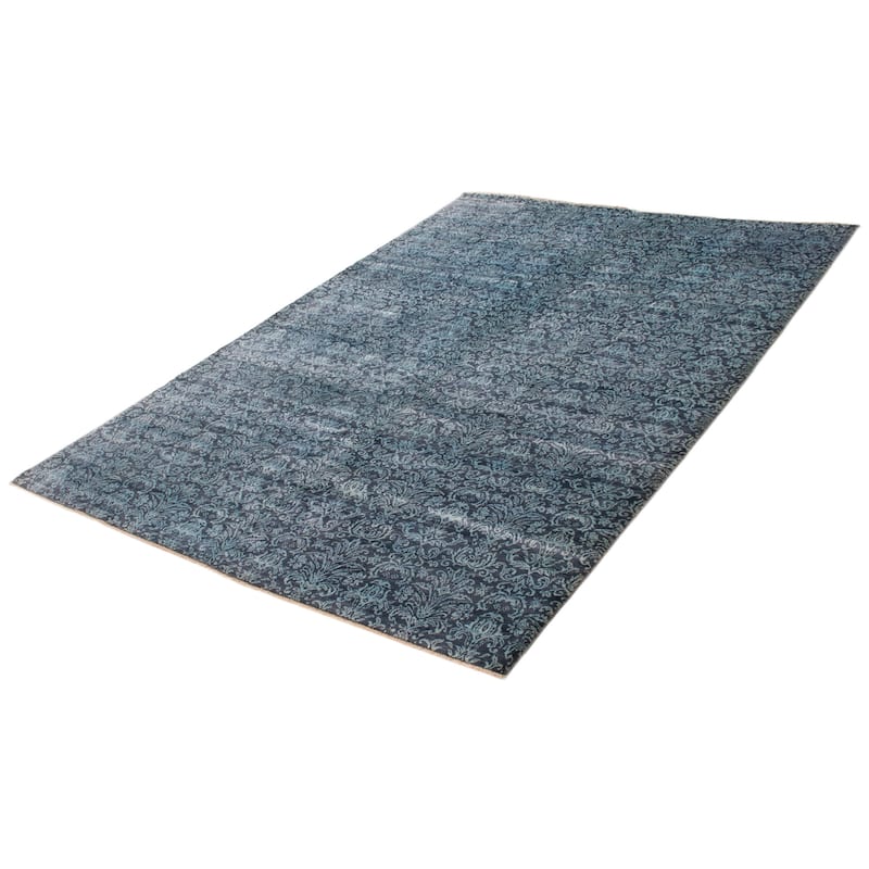 ECARPETGALLERY Hand-knotted Eternity Dark Navy, Light Blue Wool Rug - 8'2 x 11'5
