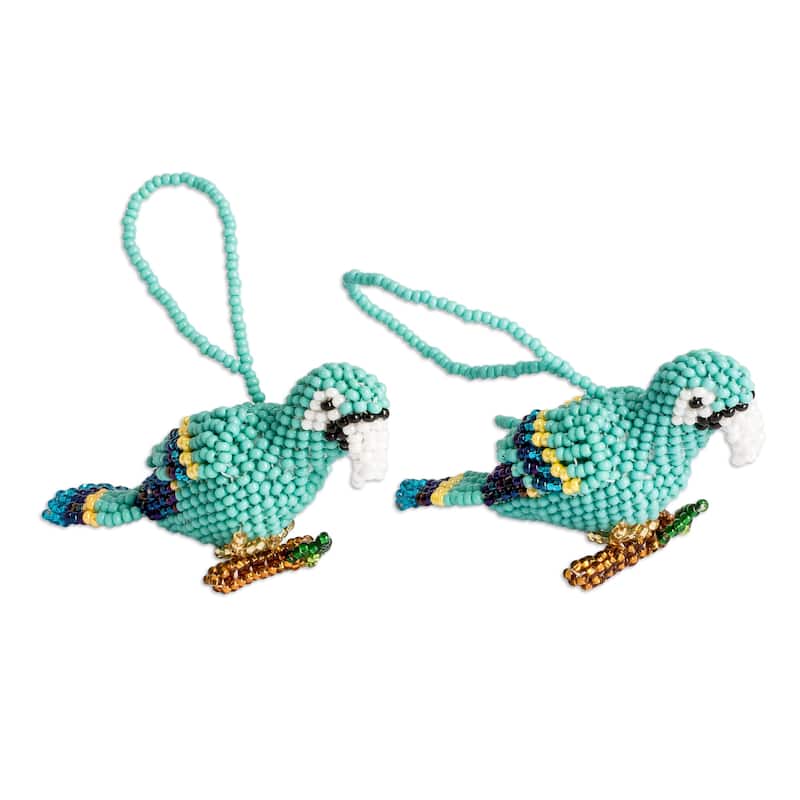 Novica Handmade Marvelous Macaws Glass Beaded Ornaments (Pair)