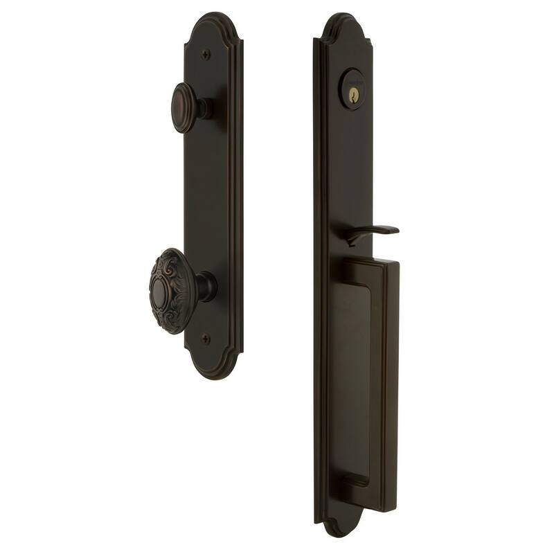 Grandeur Arc Solid Brass Rose Dummy Full Plate "D" Grip Handleset with - Timeless Bronze