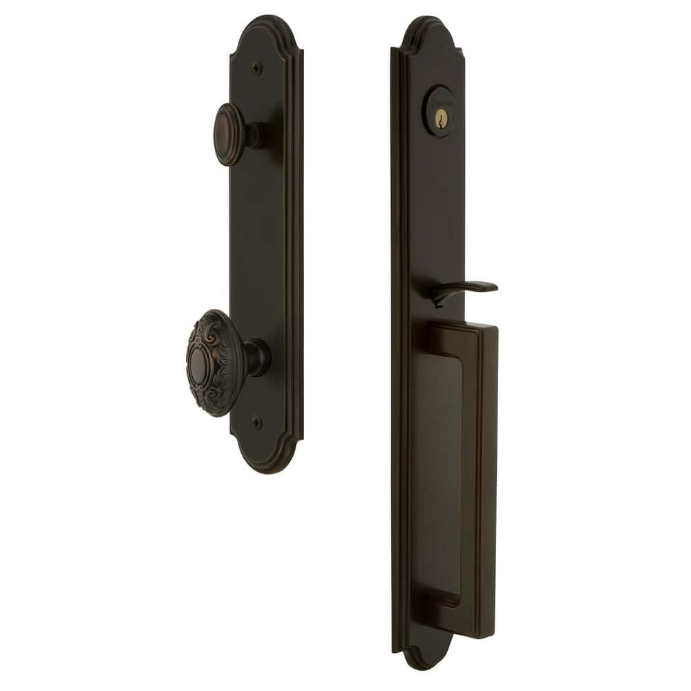 Grandeur Arc Solid Brass Rose Dummy Full Plate "D" Grip Handleset with